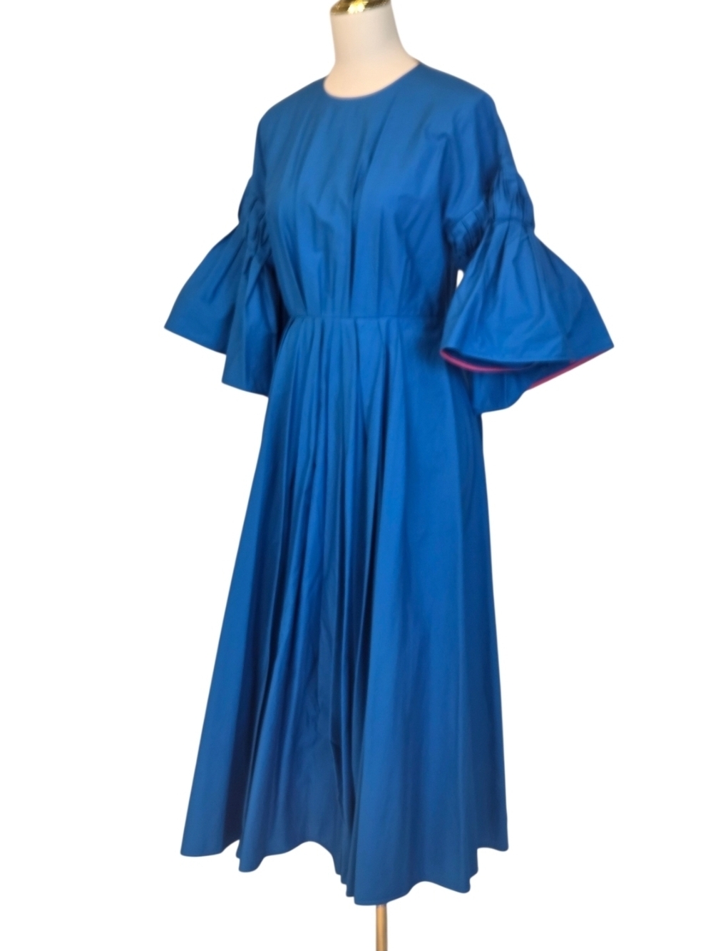 Roksanda Cobalt Blue Pleated w/ Pink Trim | N Bell-Sleeve NWT Midi Dress Size 4 - Picture 12 of 16